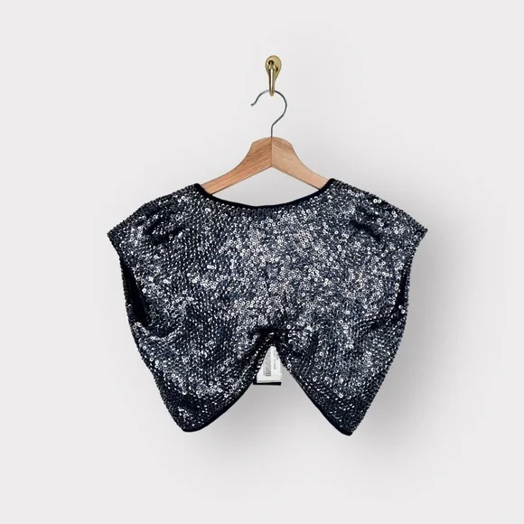 EMPORIO ARMANI “Deeana Spa” Silver Sequin Bolero Mini Sweater (Sz 8)